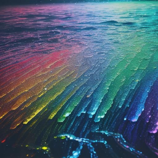 Rainbow water abstract flowing drizzling ice sparkling twink...