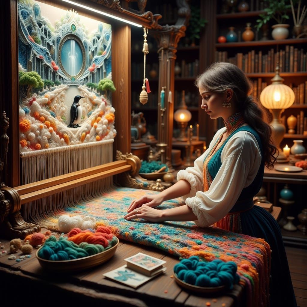 The Weaver's Masterpiece in Ethereal Dreamscapes