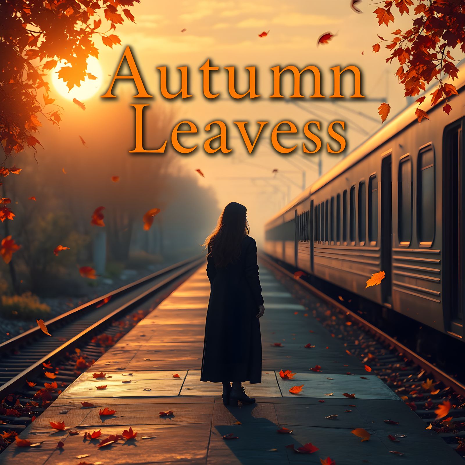 Autumn Leaves Book Cover Design in Matte Painting Style