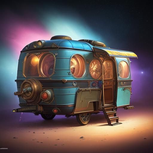 Steampunk Caravan Drifting Through Space