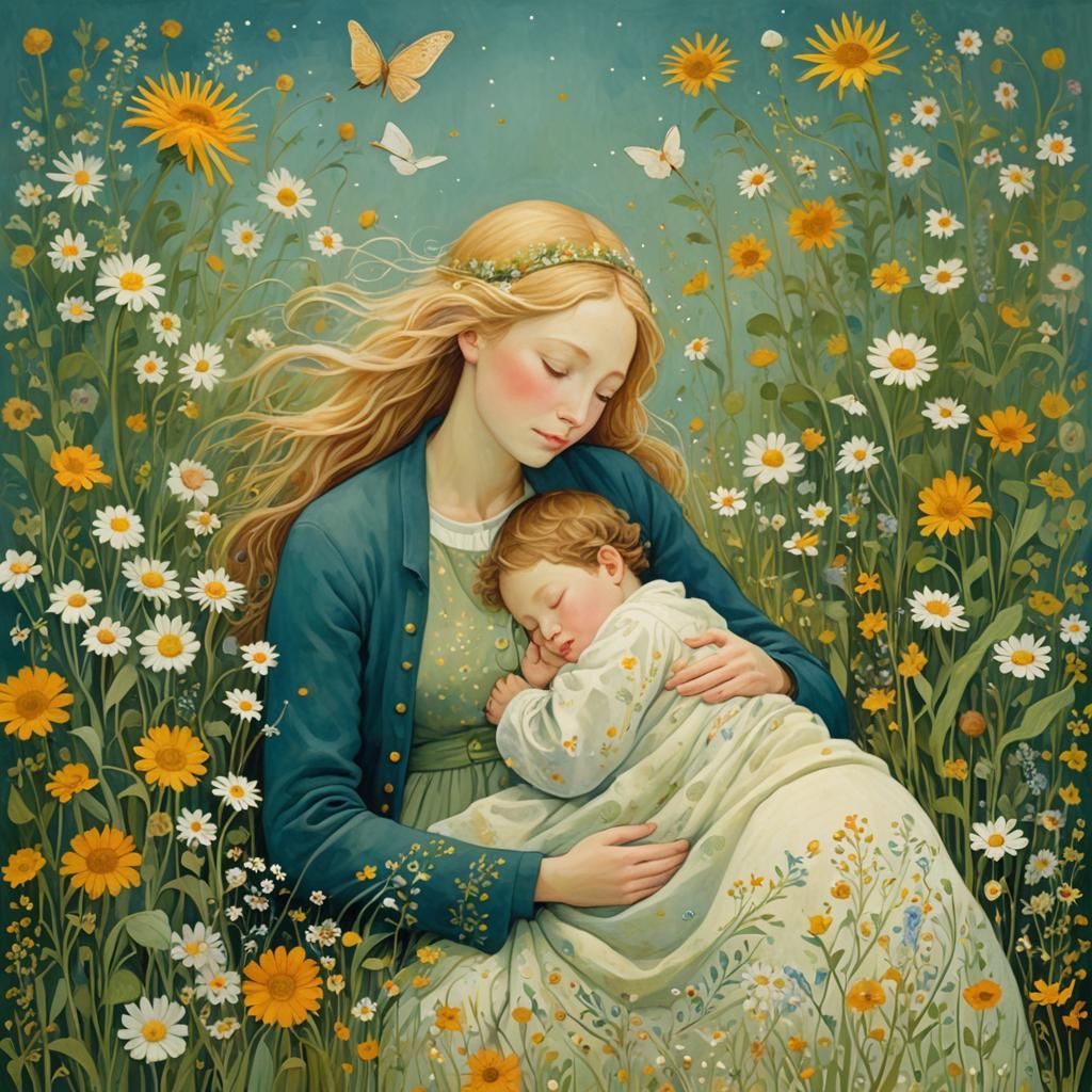 Mother's Loving Embrace in Tender Realism
