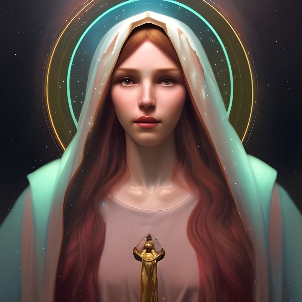 Extraterrestrial Virgin Mary Portrait in Hyperdetailed Style