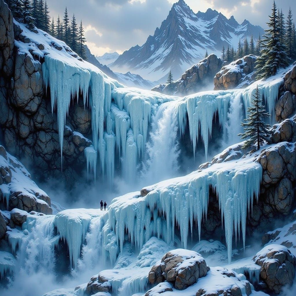 Stormy ice mountains