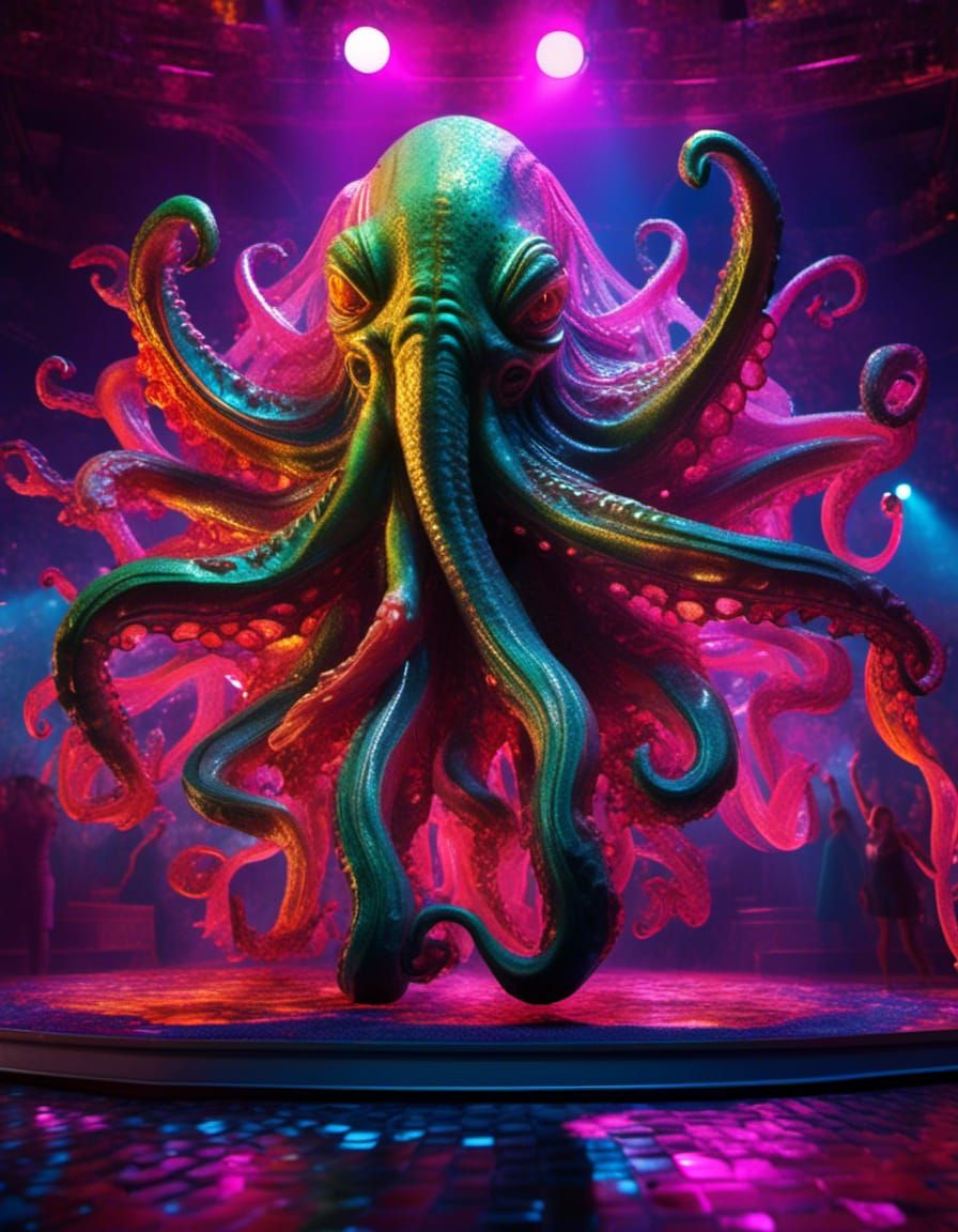 Psychedelic Cthulhu Dances in Disco, Glass Art