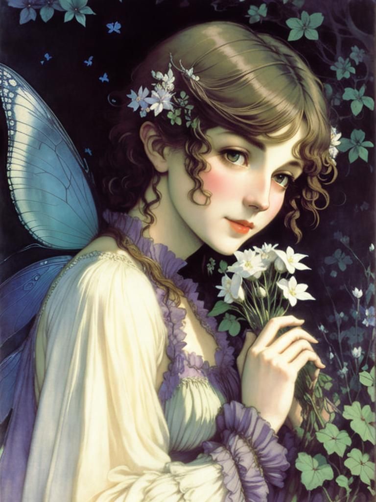 Spring Fairy Girl in Classic Illustration Style
