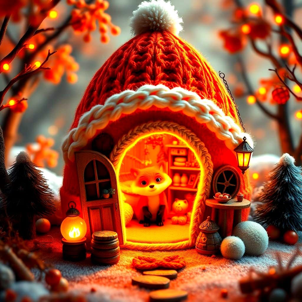 Cozy Whimsical Maison du Petit Renardeau Roux in Vibrant Woo...