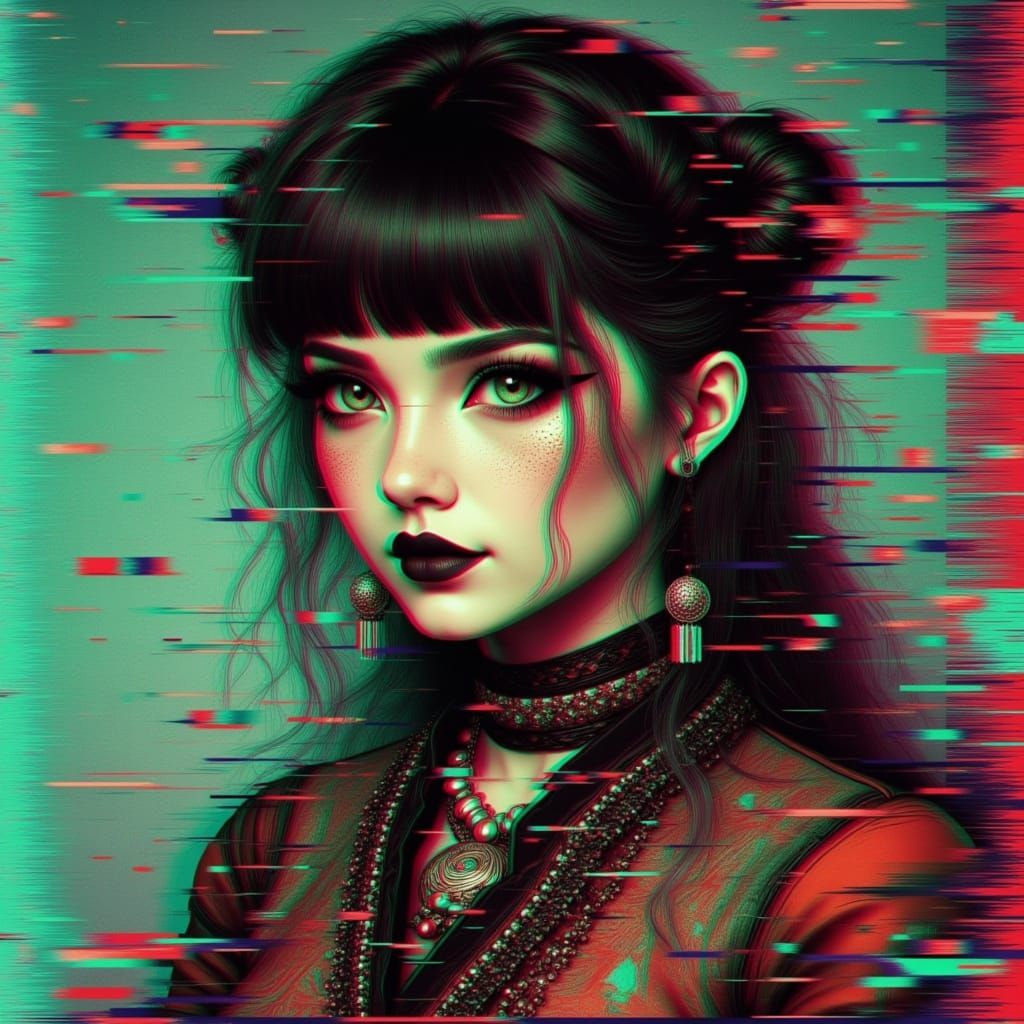 <lora:Glitch Art:1.0> <lora:Glitched Flux:1.0>