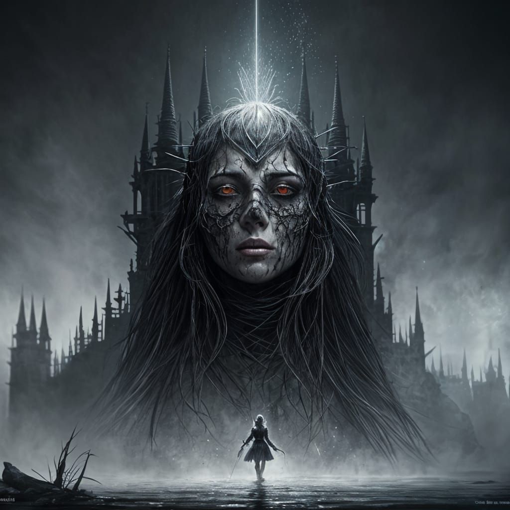 Dark Souls Tomie Portrait in Hyperrealistic Style