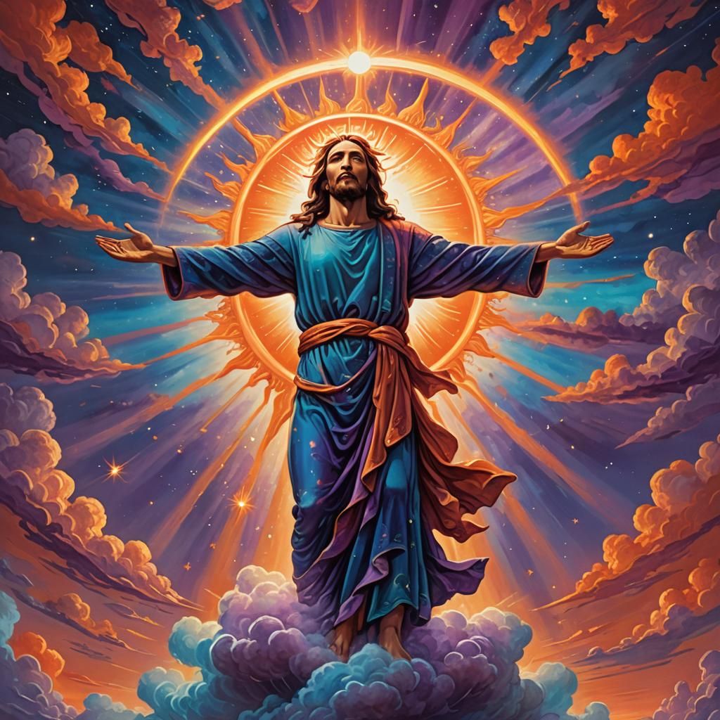 Christ Above Sun: Surrealist Concept Art