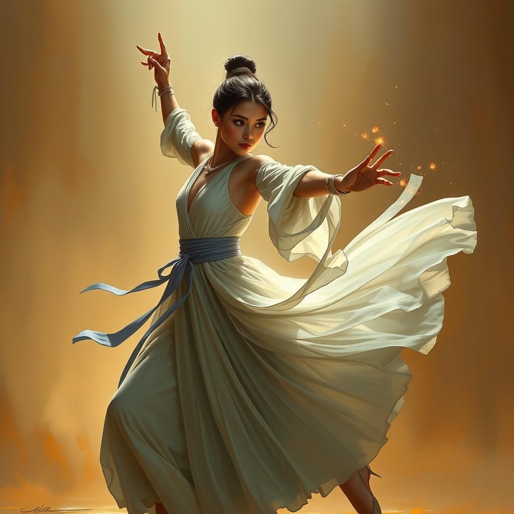 Ethereal Dancer Blending Magic and Martial Arts