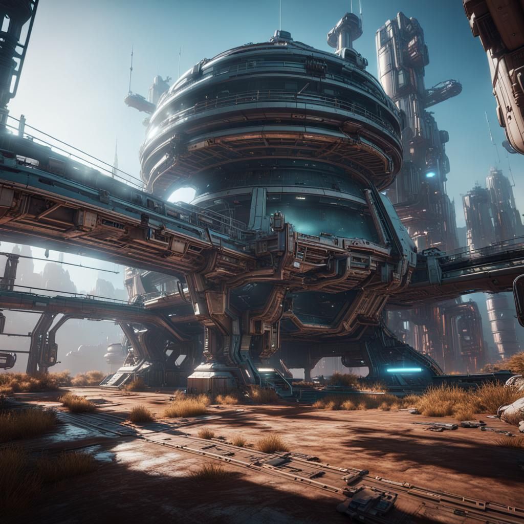 Retrofuturistic Sci-Fi Lab in 3D Rendering