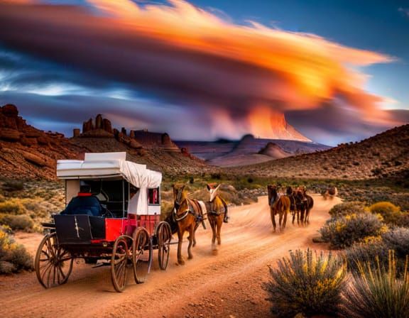 Cowboys and Cattle on Desert Trail
