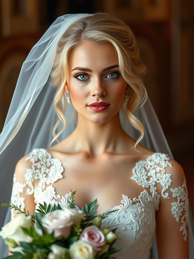 Elegant Young Blonde Bride