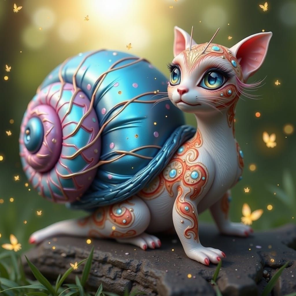Whimsical Snail-Cheetah Hybrid in Vibrant, High-Resolution P...