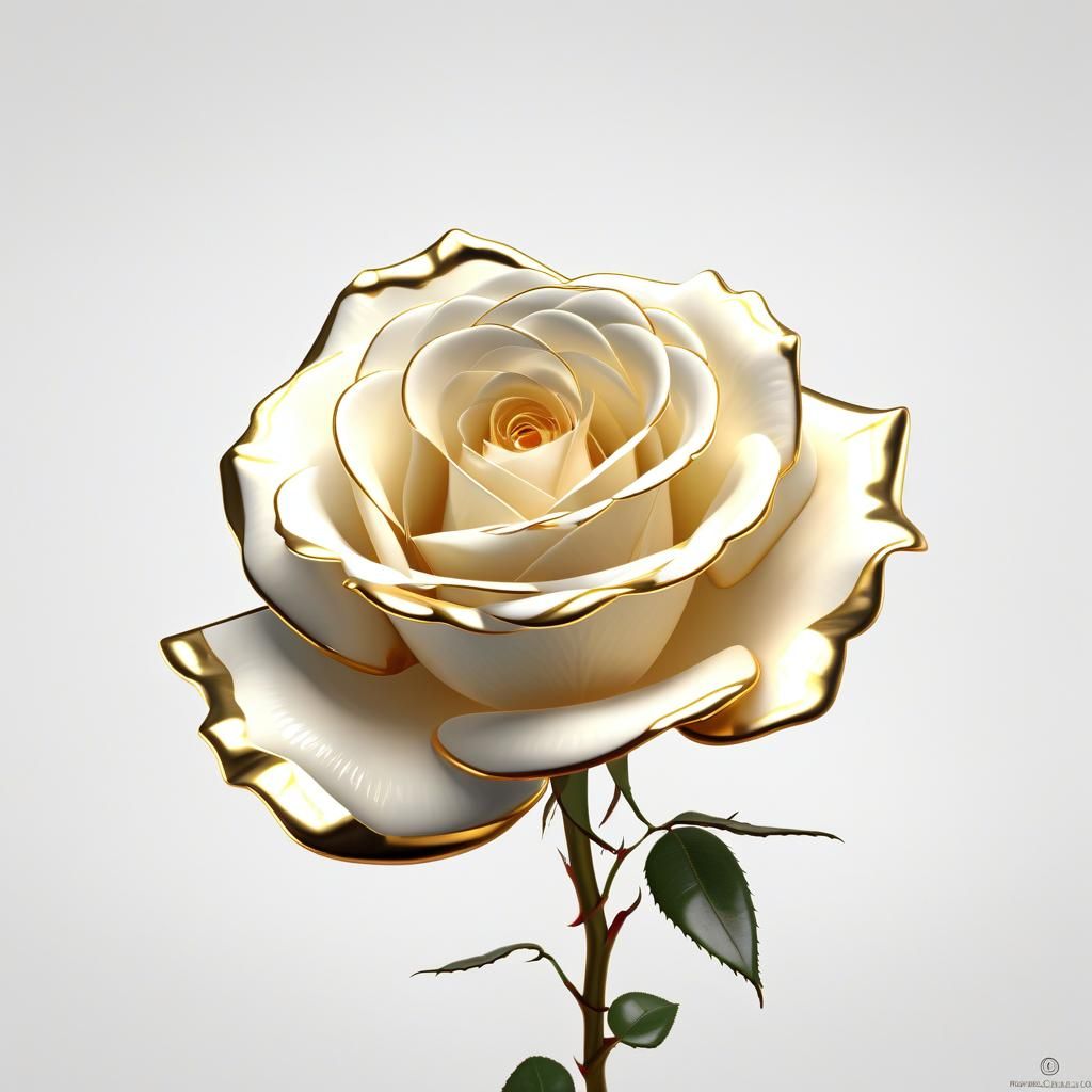 Detailed Cream Rose with Gold Edges