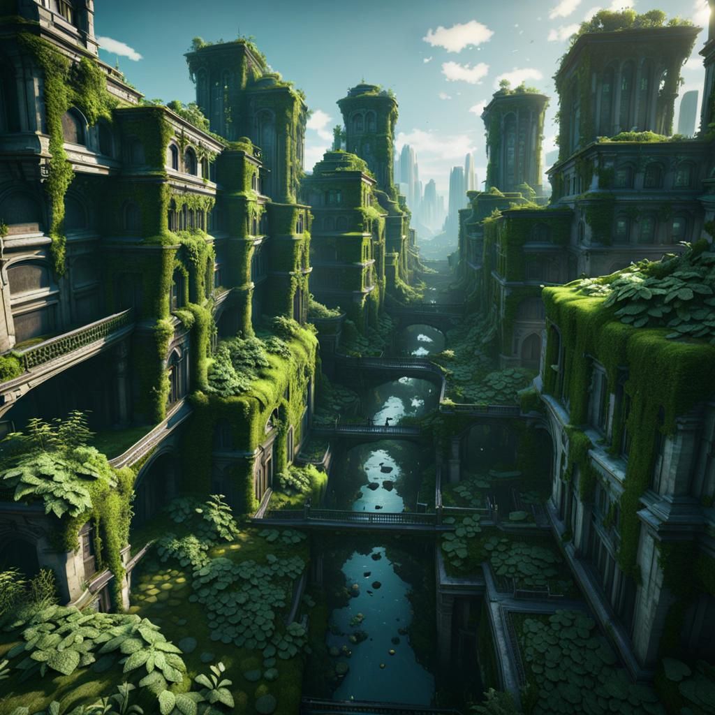 Overgrown Dystopian City in Unreal Engine