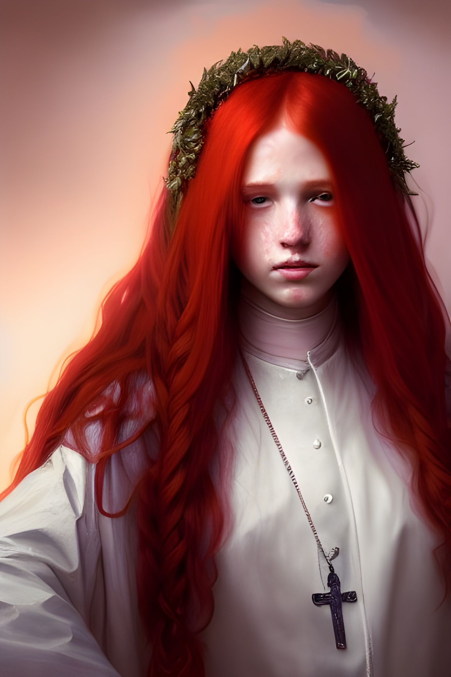 Teenage Girl as Pope: Hyperdetailed Portrait