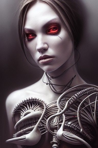 Biomechanical Native American Oracle in Digital Art