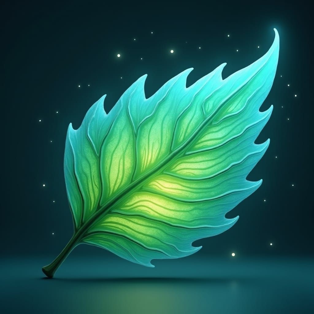 Immune Boost: Iridescent Leaf in 3D Cartoon Style