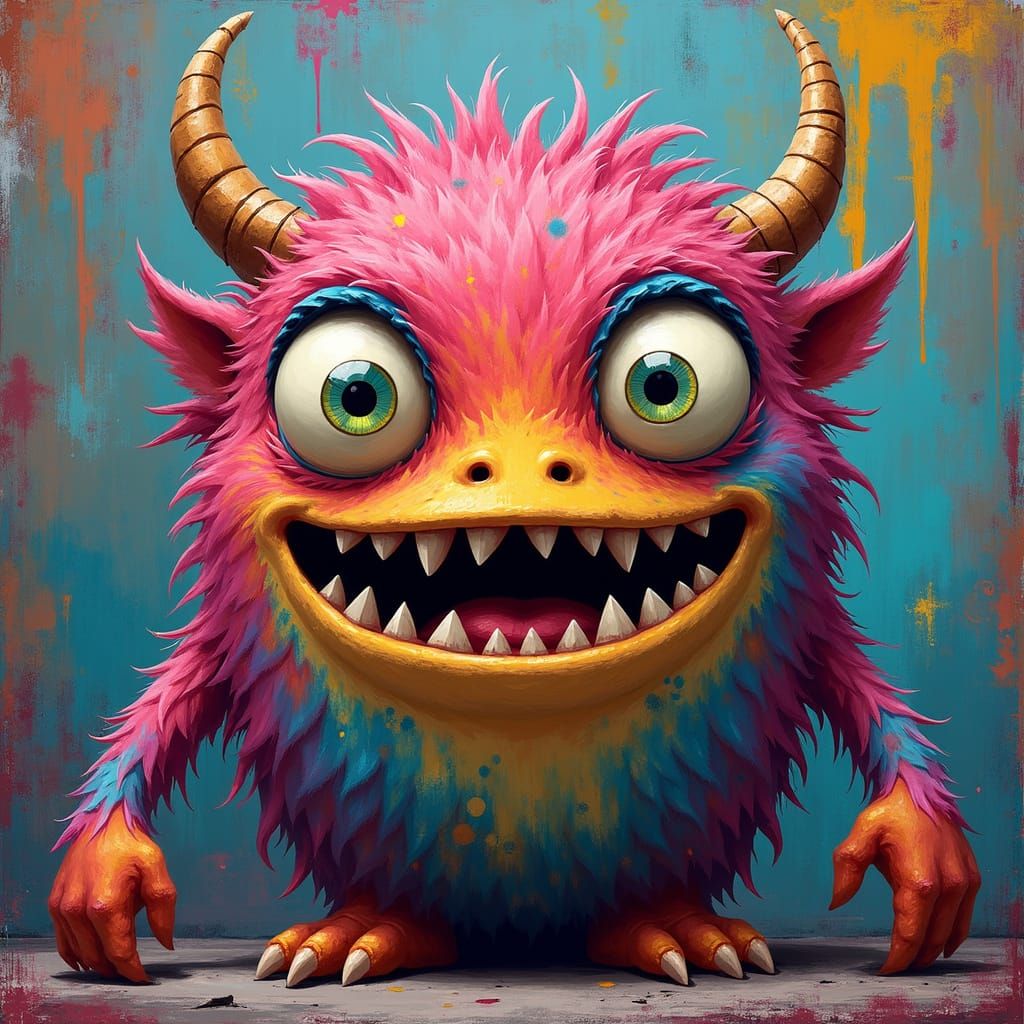 Vibrant Whimsical Monsters in Graffiti Style