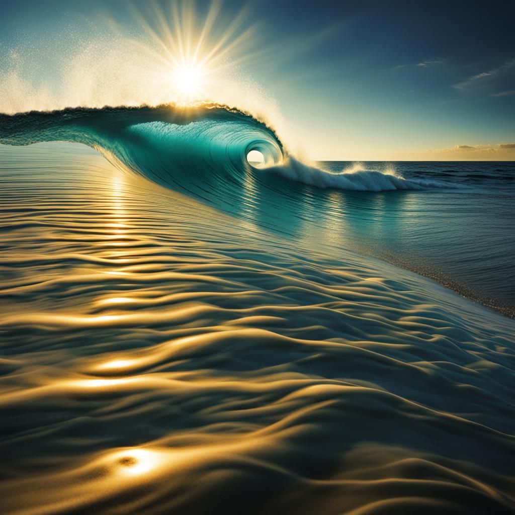 Surreal Pipeline Wave with Sunshine Rays