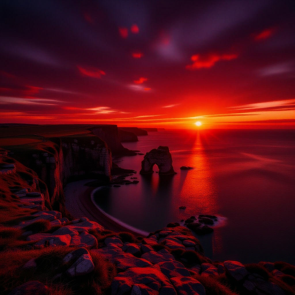 Three Cliffs Sunset Over Rocky Headland