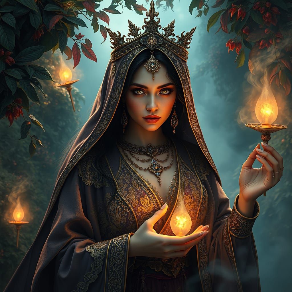 Ancient Armenian Enchantress in a Dreamlike Realm