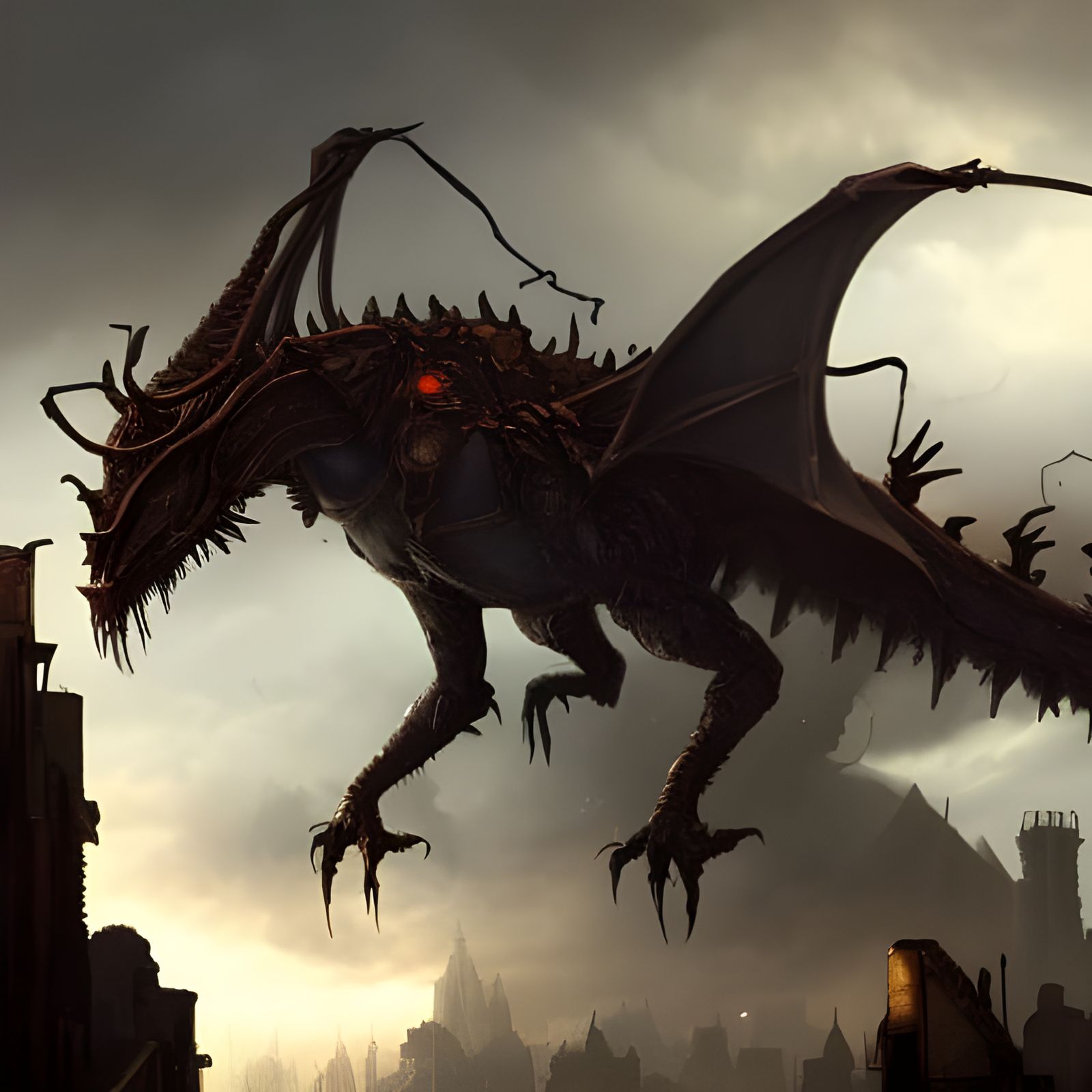 Apocalyptic Steampunk Dragon in Dark Fantasy Style