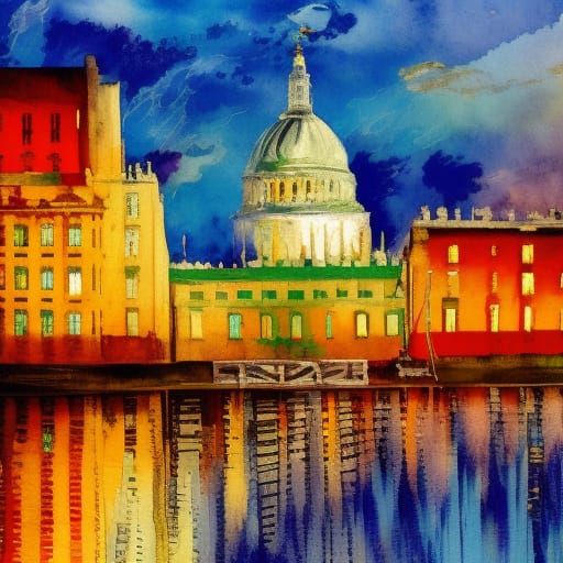 London Evening Lights: Impressionist Gouache Masterpiece