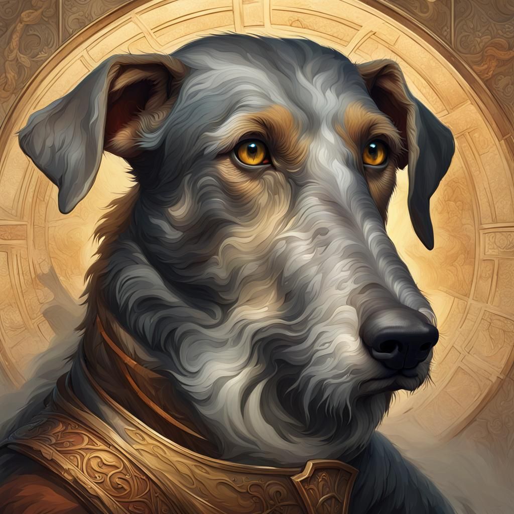 Medieval Greyhound Portrait in Renaissance Style