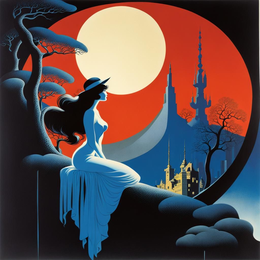 Dreamy Lunar Portrait in Golden Age Style