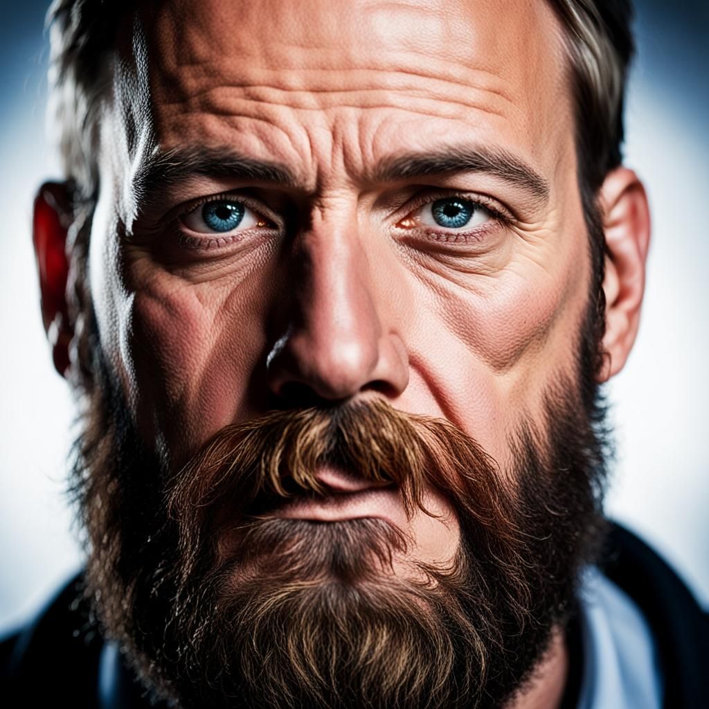 Bearded Man Portrait in Mark Mann Photography Style