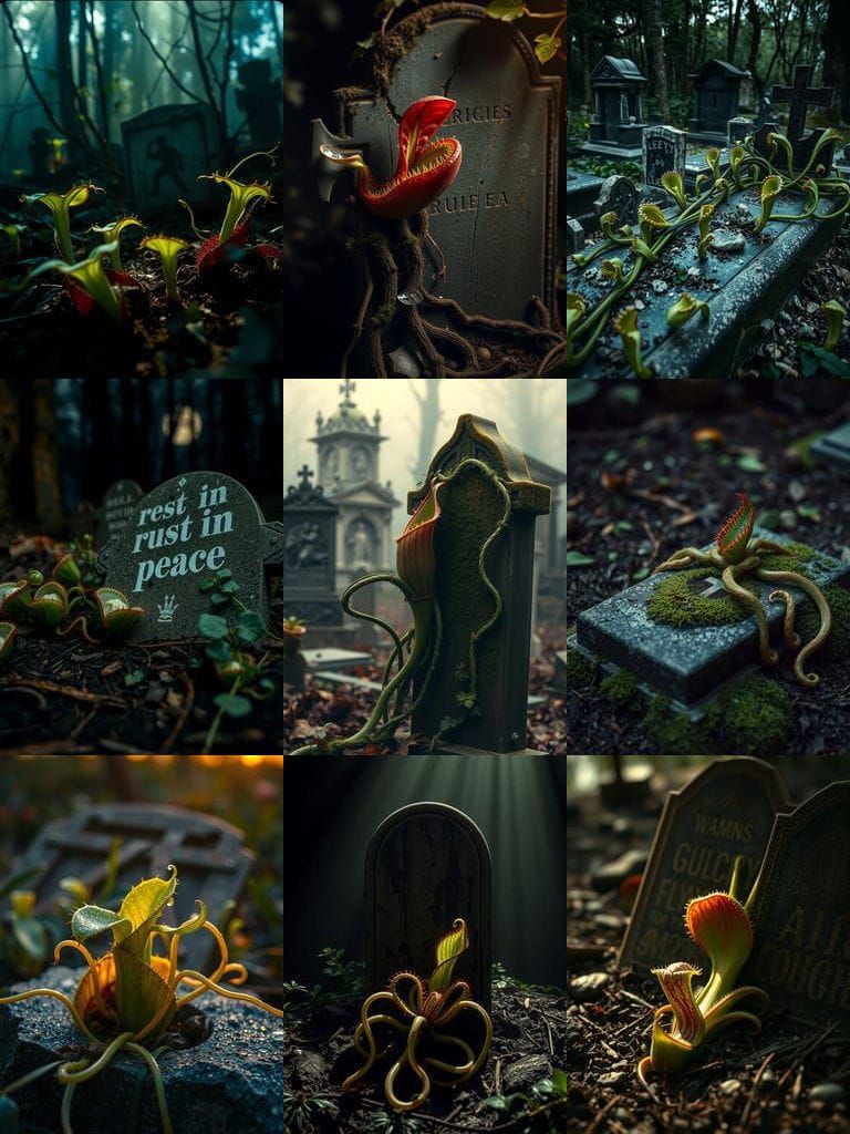 Venus Flytrap Reigns Over a Forgotten Grave in a Cinematic M...