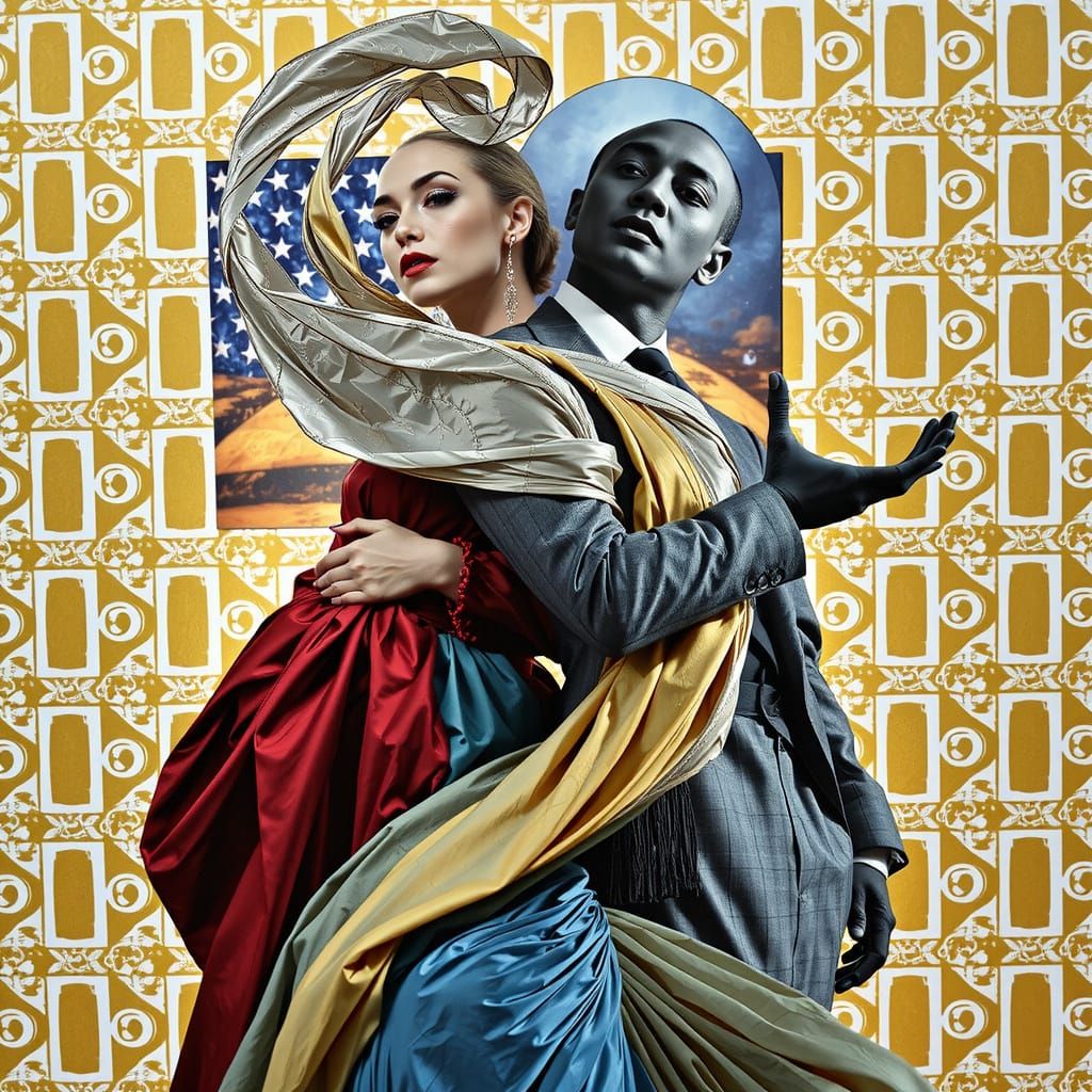 Elegant Couple in Neo-Dada Photography Style