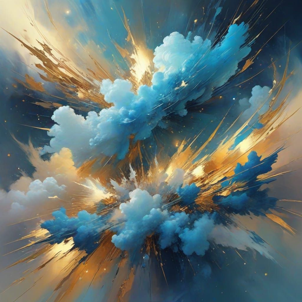 Cosmic Cubist Galaxy in Vibrant Iridescent Hues