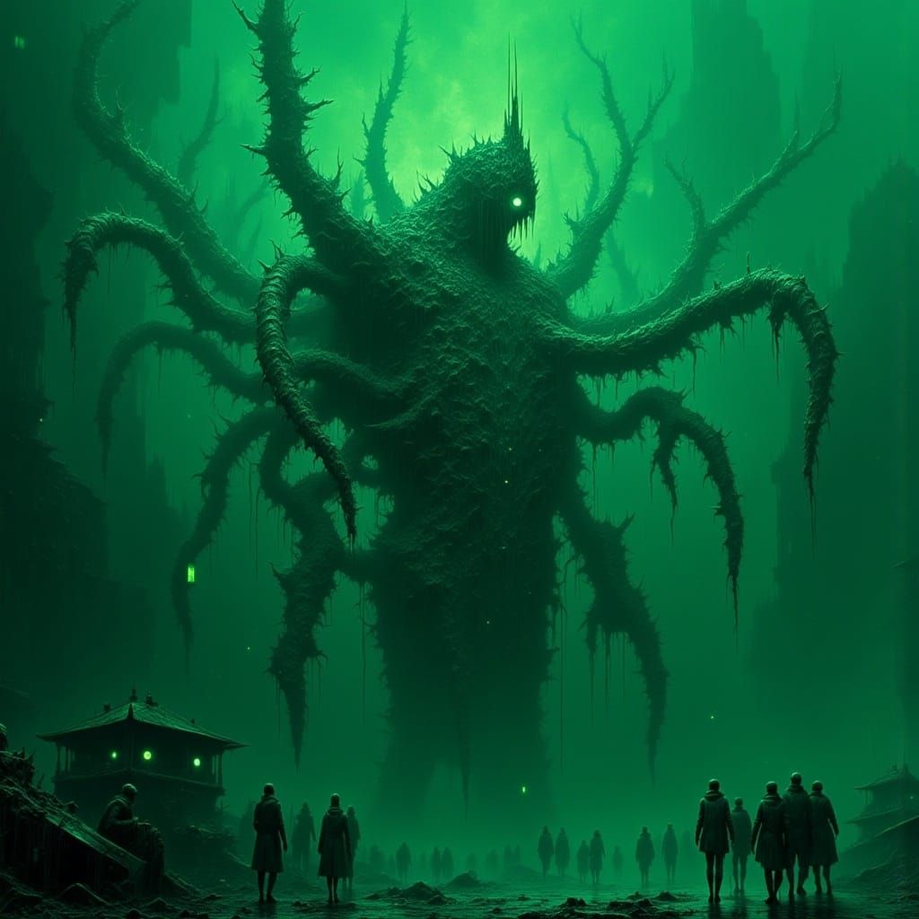 Ethereal Malevolent Entity in Biomechanical Horror Style