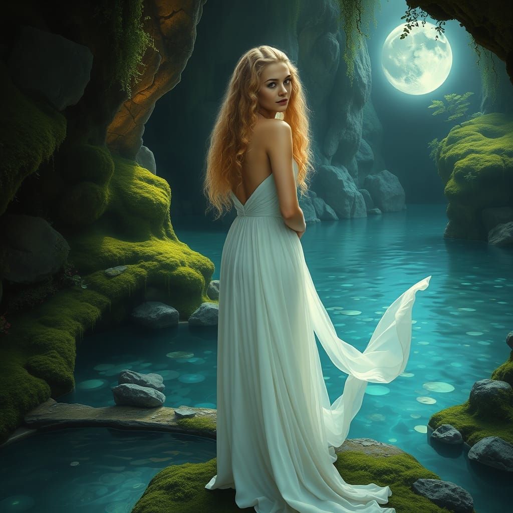 Enchanted Grotto: A Pre-Raphaelite Vision