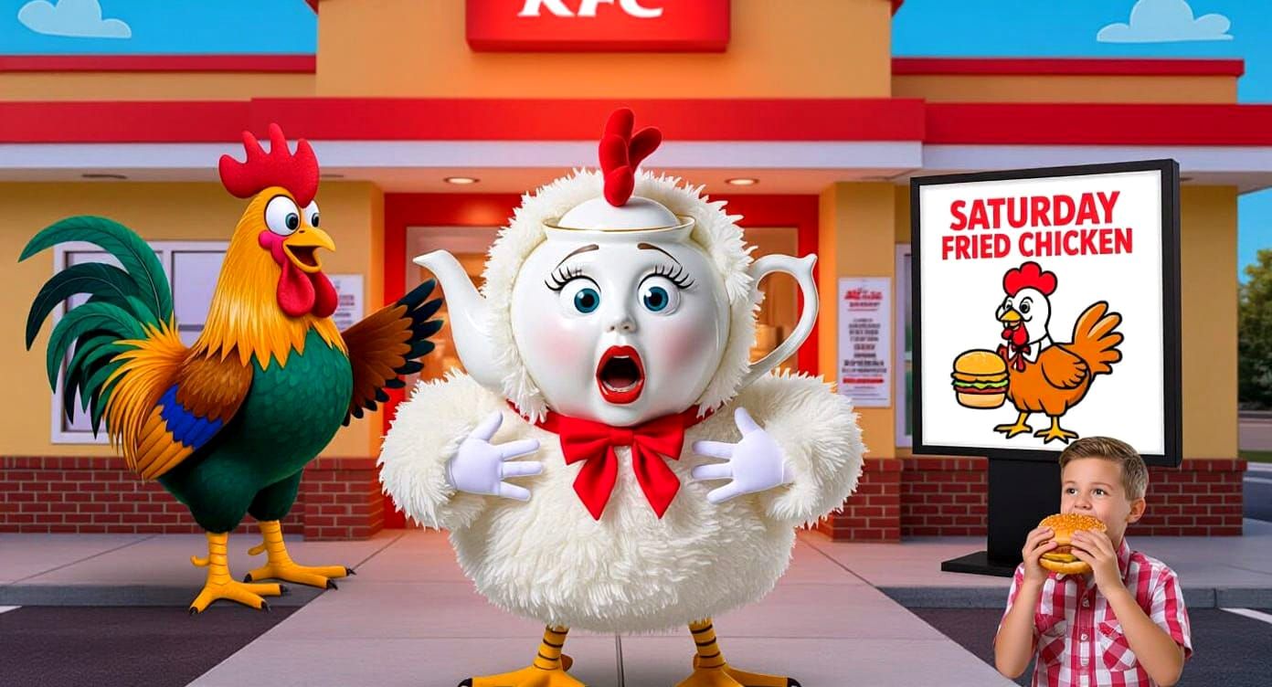 Terrified Teapot's KFC Nightmare: Cartoon Style