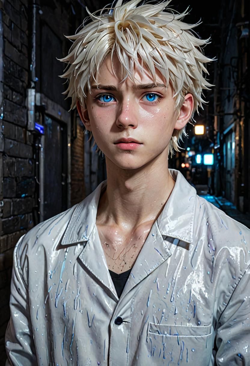 Killua Zoldyck Anime Portrait in Dark Alley