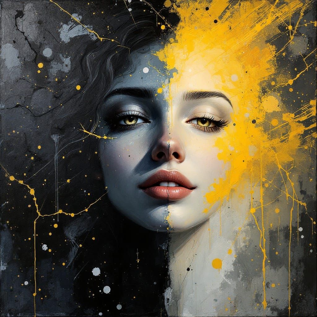 Heavenly Angelic Face in Dynamic, Expressive Style