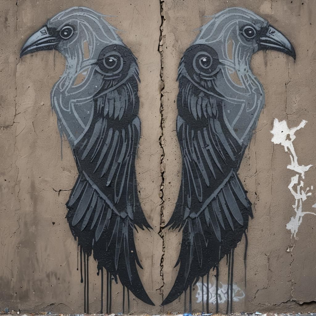 Raven in Urban Graffiti Art Style