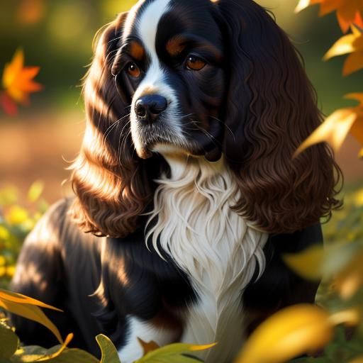 English Cocker Spaniel in Autumnal Garden Photography