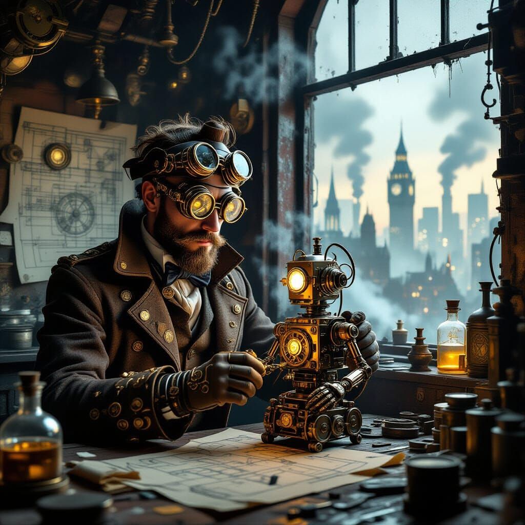Steampunk Inventor's Workshop: Clockwork Automaton and Victo...