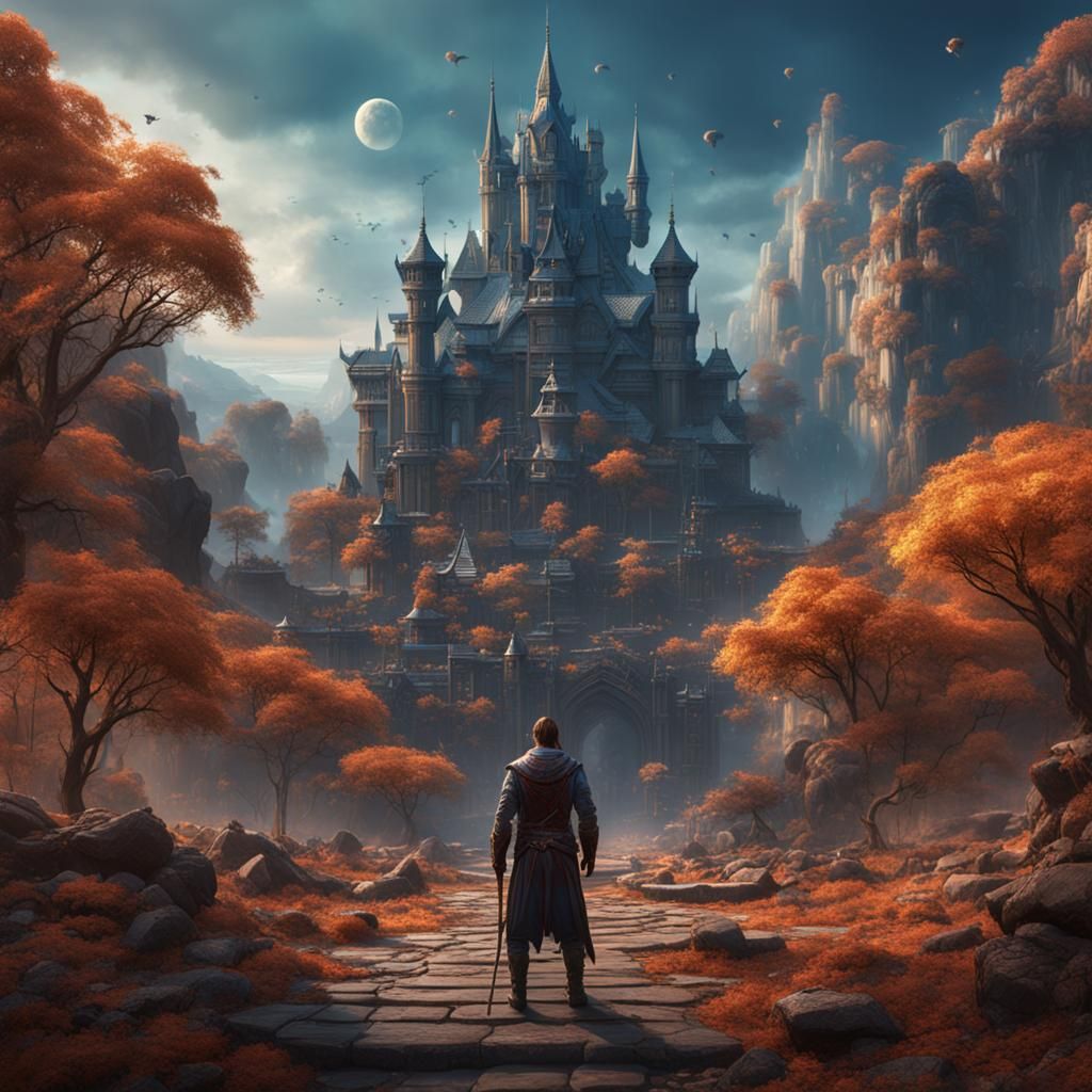 Fantastical Person in Detailed Matte Painting