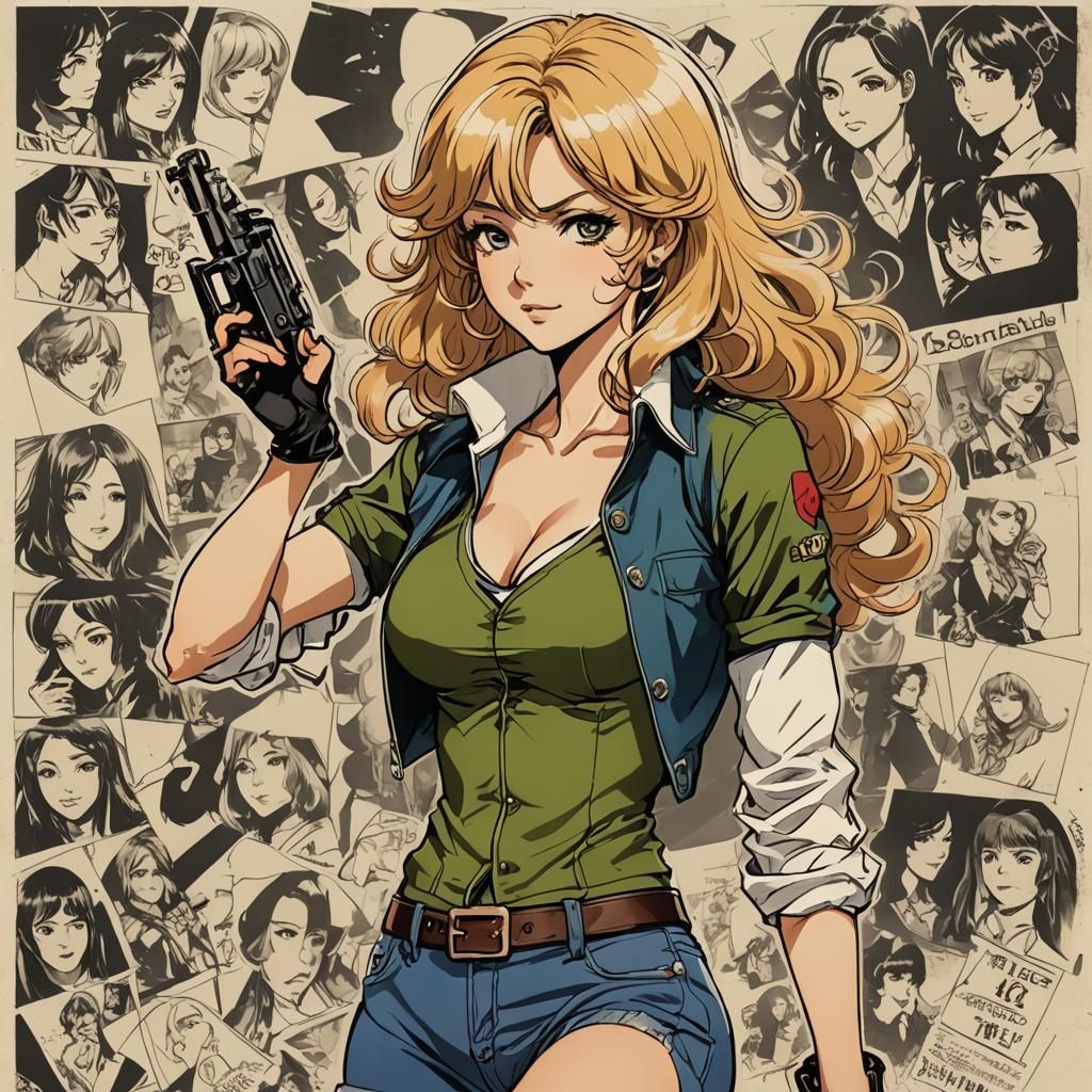 Anime Style Seventies Bombshell Illustration