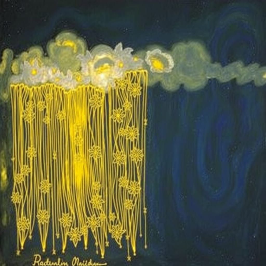 Abstract Dreamscape of Figures Weaving Lace