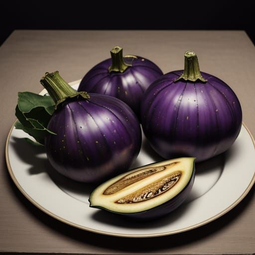 Glossy Aubergine Close-Up in Warm Earthy Lighting