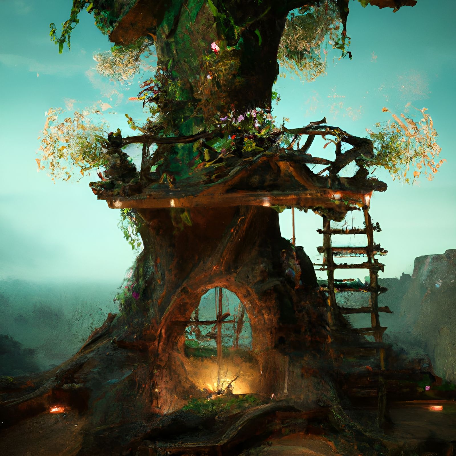 Mystical Elven Tree Fort Dwelling