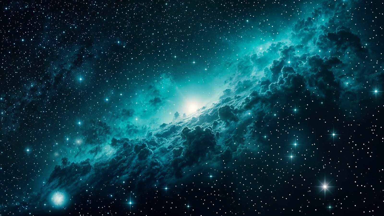 Turquoise Nebula Among Bright Stars in Deep Space
