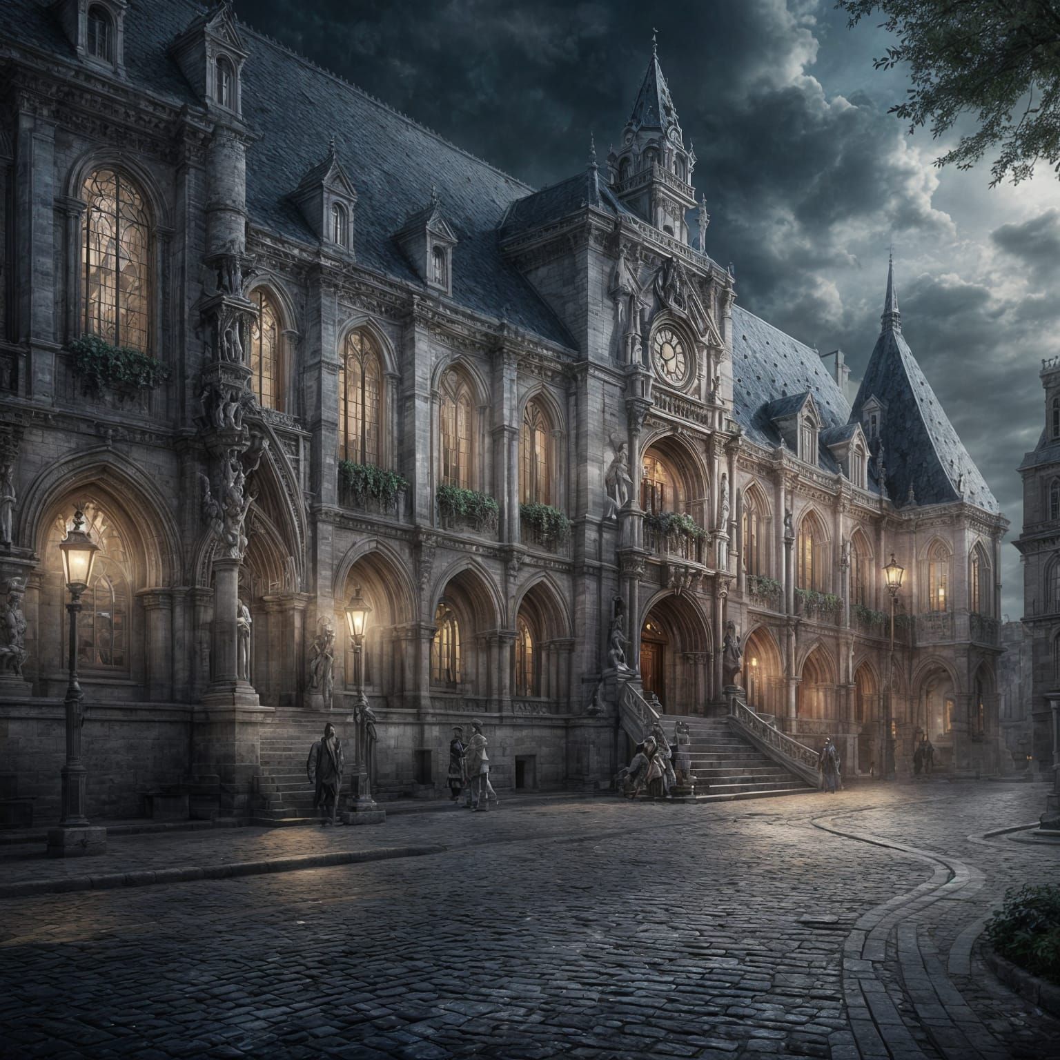Dark Fantasy Town Hall in Medieval France